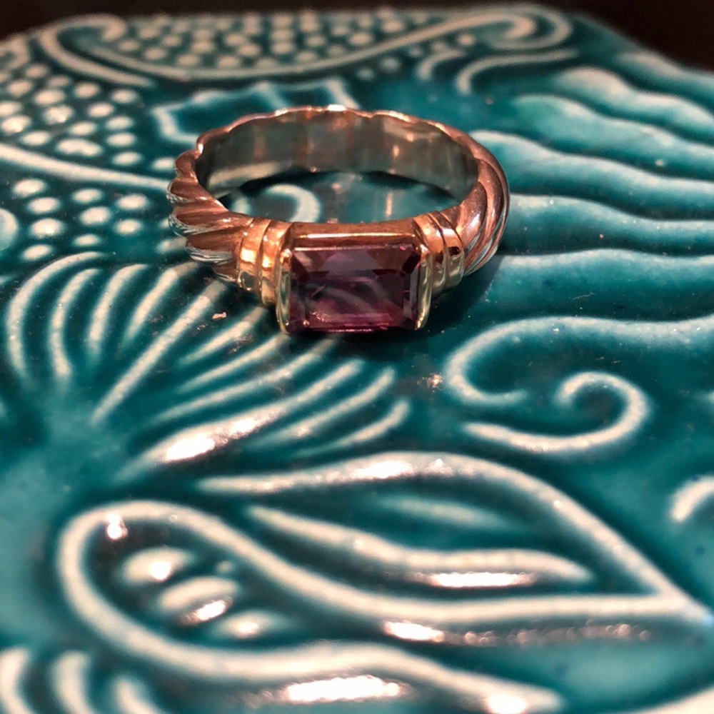 Amethyst and sterling ring with 14k detail